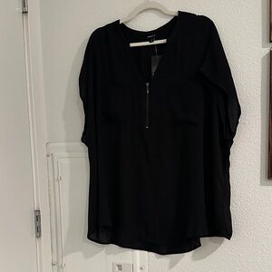 Torrid Black Blouse with Zipper Detail